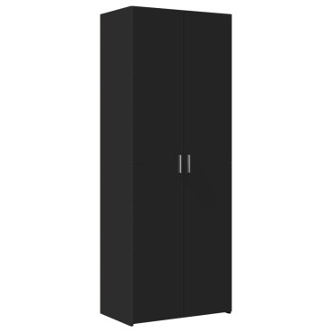 vidaXL Ραφιέρα με Ντουλάπια Μαύρο 70x42,5x225cm από Επεξ. Ξύλο 1 τεμ.