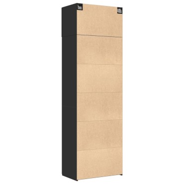 vidaXL Ραφιέρα με Ντουλάπια Μαύρο 70x42,5x225cm από Επεξ. Ξύλο 1 τεμ.