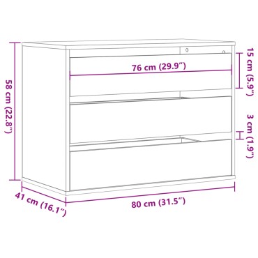 vidaXL Συρταριέρα Γωνιακή Αρτισιανή Δρυς 80x41x58cm Επεξεργ. Ξύλο 1 τεμ.