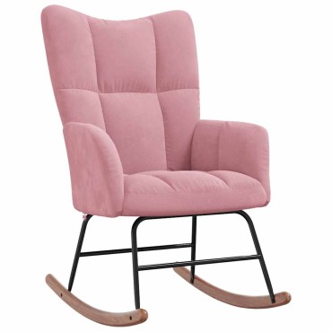 vidaXL Πολυθρόνα Κουνιστή Ροζ Βελούδινη 61x78x98cm 1 τεμ.