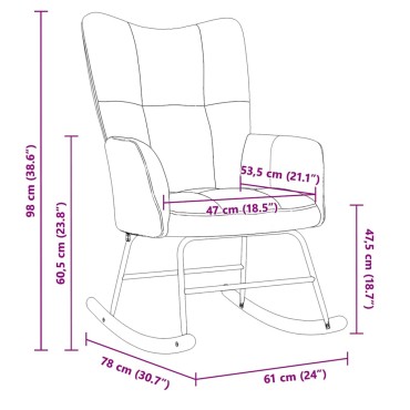 vidaXL Πολυθρόνα Κουνιστή Ροζ Βελούδινη 61x78x98cm 1 τεμ.