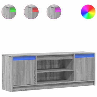 vidaXL Έπιπλο Τηλεόρασης με LED Γκρι Sonoma 139,5x34x50cm Επεξ. Ξύλο