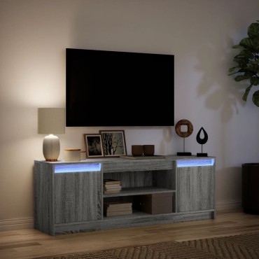 vidaXL Έπιπλο Τηλεόρασης με LED Γκρι Sonoma 139,5x34x50cm Επεξ. Ξύλο