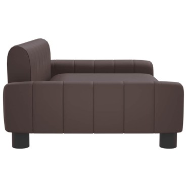 vidaXL Κρεβάτι Σκύλου Καφέ 90 x 53 x 30 εκ. από Συνθετικό Δέρμα