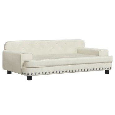 vidaXL Καναπές Παιδικός Κρεμ 90x53x30cm από Βελούδο 1 τεμ.