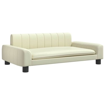 vidaXL Κρεβάτι Σκύλου Κρεμ 90 x 53 x 30 εκ. από Συνθετικό Δέρμα