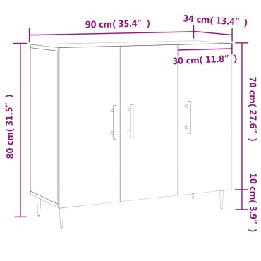 vidaXL Μπουφές Λευκός 90x34x80cm από Επεξεργασμένο Ξύλο 1 τεμ.