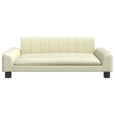 vidaXL Καναπές Παιδικός Κρεμ 90x53x30cm από Συνθετικό Δέρμα 1 τεμ.