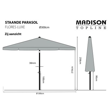 Madison Ομπρέλα Κήπου Flores Luxe Στρογγυλή Εκρού 300 εκ.