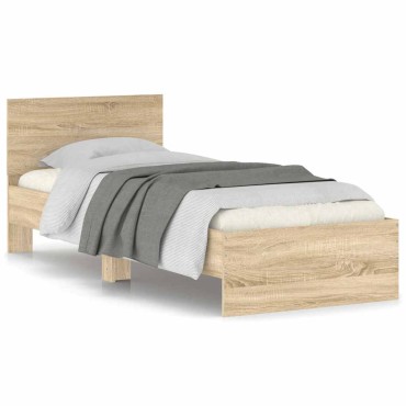 vidaXL Πλαίσιο Κρεβατιού με Κεφαλάρι Sonoma Δρυς 90x200 εκ. Επεξ. Ξύλο