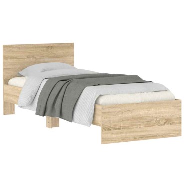 vidaXL Πλαίσιο Κρεβατιού με Κεφαλάρι Sonoma Δρυς 90x200 εκ. Επεξ. Ξύλο