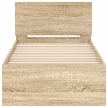 vidaXL Πλαίσιο Κρεβατιού με Κεφαλάρι Sonoma Δρυς 90x200 εκ. Επεξ. Ξύλο