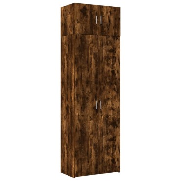 vidaXL Ραφιέρα με Ντουλάπια Καπνιστή Δρυς 70x42,5x225cm Επεξ. Ξύλο 1 τεμ.