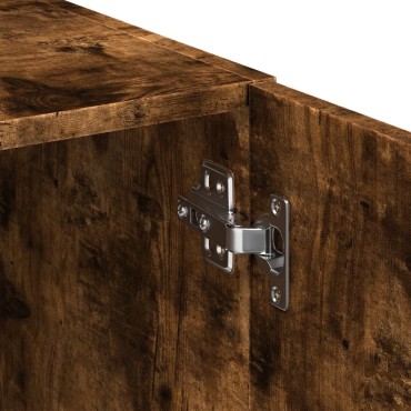 vidaXL Ραφιέρα με Ντουλάπια Καπνιστή Δρυς 70x42,5x225cm Επεξ. Ξύλο 1 τεμ.