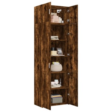 vidaXL Ραφιέρα με Ντουλάπια Καπνιστή Δρυς 70x42,5x225cm Επεξ. Ξύλο 1 τεμ.