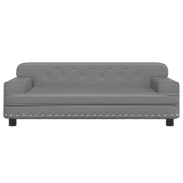 vidaXL Κρεβάτι Σκύλου Γκρι 90 x 53 x 30 εκ. από Συνθετικό Δέρμα
