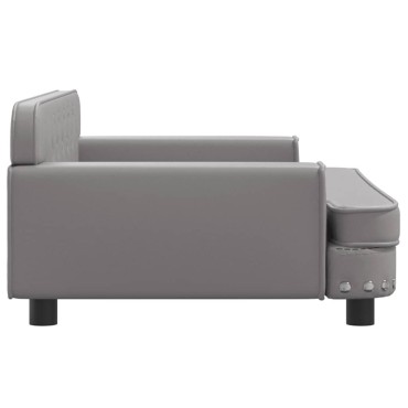 vidaXL Κρεβάτι Σκύλου Γκρι 90 x 53 x 30 εκ. από Συνθετικό Δέρμα