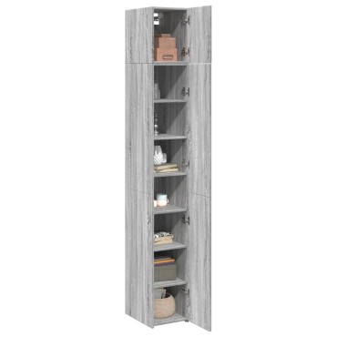 vidaXL Ντουλάπι Αποθήκευσης Στενό Γκρι 30x42,5x225cm Επεξεργ. Ξύλο 1 τεμ.