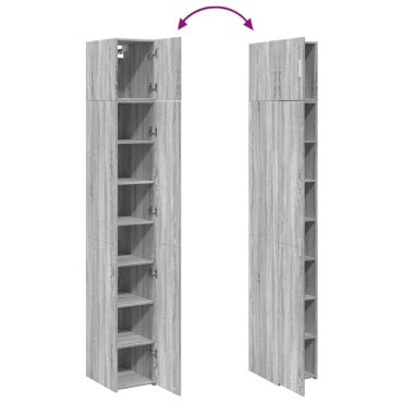 vidaXL Ντουλάπι Αποθήκευσης Στενό Γκρι 30x42,5x225cm Επεξεργ. Ξύλο 1 τεμ.