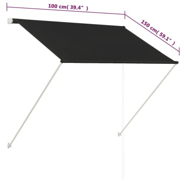 vidaXL Τέντα Συρόμενη Ανθρακί 100 x 150 εκ.
