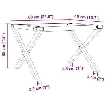vidaXL Πόδια Τραπεζιού Σαλονιού σε Σχήμα «Χ» 60x40x38cm Ατσάλι 1 τεμ.