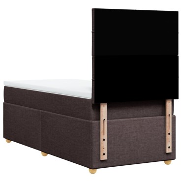 vidaXL Κρεβάτι Boxspring με Στρώμα Σκούρο Καφέ 90x190 εκ. Υφασμάτινο