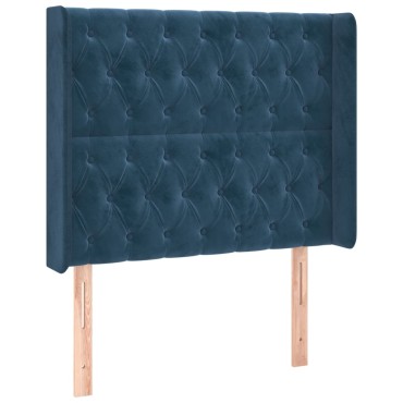 vidaXL Κεφαλάρι με Πτερύγια Σκούρο Μπλε 103x16x118/128cm Βελούδινο 1 τεμ.