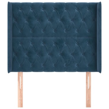 vidaXL Κεφαλάρι με Πτερύγια Σκούρο Μπλε 103x16x118/128cm Βελούδινο 1 τεμ.