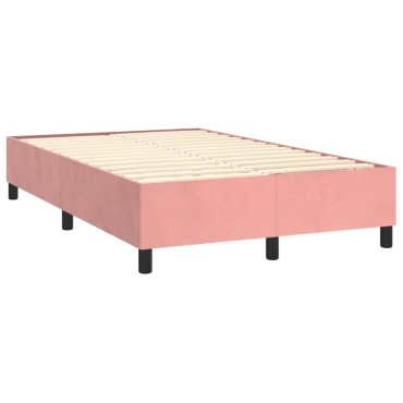 vidaXL Κρεβάτι Boxspring με Στρώμα Ροζ 120x190 εκ. Βελούδινο