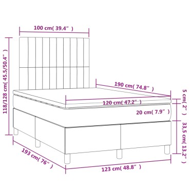 vidaXL Κρεβάτι Boxspring με Στρώμα Ροζ 120x190 εκ. Βελούδινο