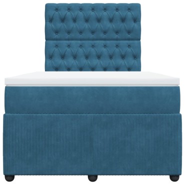 vidaXL Κρεβάτι Boxspring με Στρώμα Σκούρο Μπλε 120x200 εκ. Βελούδινο