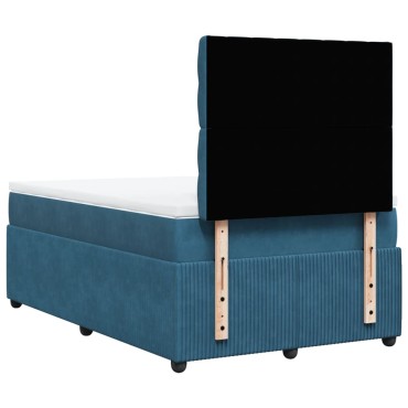 vidaXL Κρεβάτι Boxspring με Στρώμα Σκούρο Μπλε 120x200 εκ. Βελούδινο