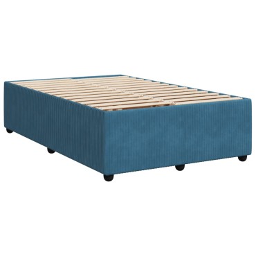 vidaXL Κρεβάτι Boxspring με Στρώμα Σκούρο Μπλε 120x200 εκ. Βελούδινο