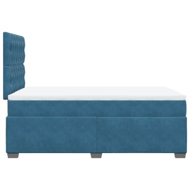 vidaXL Κρεβάτι Boxspring με Στρώμα Μπλε 120x190 εκ. Βελούδινο