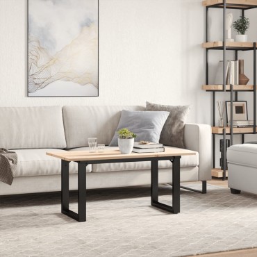 vidaXL Τραπεζάκι Σαλονιού Πλαίσιο Ο 90x40x45cm Μασίφ Πεύκο/Ατσάλι