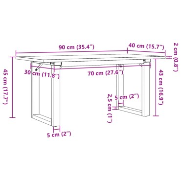 vidaXL Τραπεζάκι Σαλονιού Πλαίσιο Ο 90x40x45cm Μασίφ Πεύκο/Ατσάλι