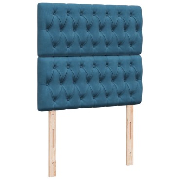 vidaXL Κρεβάτι Boxspring με Στρώμα Σκούρο Μπλε 100x200 εκ. Βελούδινο