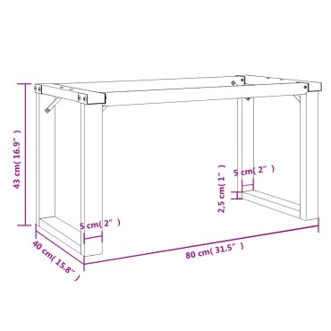 vidaXL Πόδια Τραπεζιού Σαλονιού σε Σχήμα «Ο» 80x40x43cm Ατσάλι 1 τεμ.