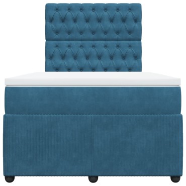 vidaXL Κρεβάτι Boxspring με Στρώμα Σκούρο Μπλε 120x190 εκ. Βελούδινο