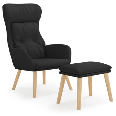 vidaXL Πολυθρόνα Relax Μαύρο Υφασμάτινη με Υποπόδιο 70x77x94cm 1 τεμ.