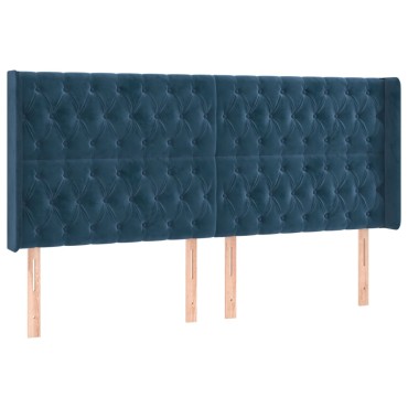 vidaXL Κεφαλάρι με Πτερύγια Σκούρο Μπλε 203x16x118/128cm Βελούδινο 1 τεμ.