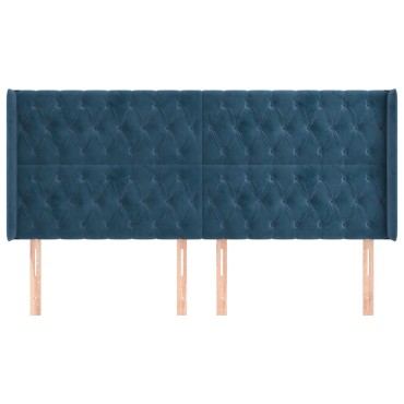 vidaXL Κεφαλάρι με Πτερύγια Σκούρο Μπλε 203x16x118/128cm Βελούδινο 1 τεμ.