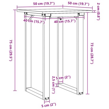 vidaXL Τραπέζι Τραπεζαρίας Πλαίσιο Ο50x50x75cm Μασίφ Πεύκο/Ατσάλι 1 τεμ.