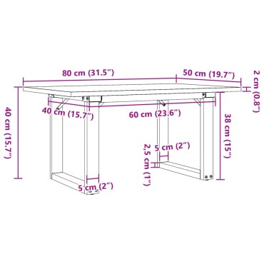 vidaXL Τραπεζάκι Σαλονιού Πλαίσιο Ο 80x50x40cm Μασίφ Πεύκο/Ατσάλι