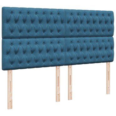 vidaXL Κρεβάτι Boxspring με Στρώμα Σκούρο Μπλε 200x200 εκ. Βελούδινο