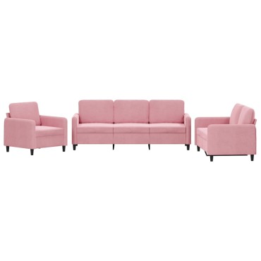 vidaXL Σαλόνι Σετ 3 τεμ. Ροζ από Βελούδο 78x77x80cm  Διθέσιος Τριθέσιος