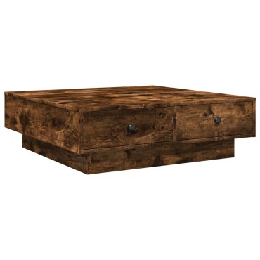 vidaXL Τραπεζάκι Σαλονιού Καπνιστή Δρυς 90x90x28cm Επεξεργασμ. Ξύλο 1 τεμ.