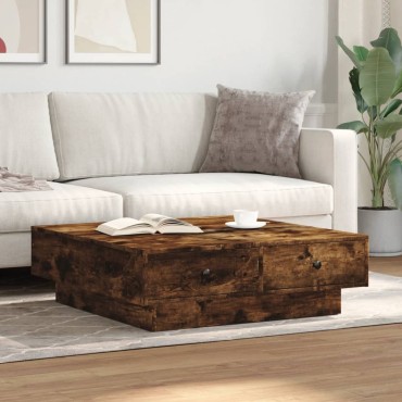 vidaXL Τραπεζάκι Σαλονιού Καπνιστή Δρυς 90x90x28cm Επεξεργασμ. Ξύλο 1 τεμ.