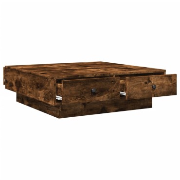 vidaXL Τραπεζάκι Σαλονιού Καπνιστή Δρυς 90x90x28cm Επεξεργασμ. Ξύλο 1 τεμ.