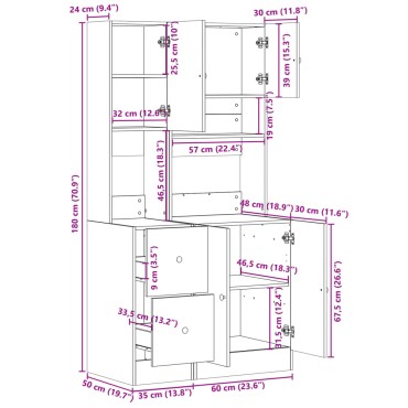 vidaXL Στήλη Κουζίνας Λευκή 95x50x180cm από Επεξεργασμένο Ξύλο